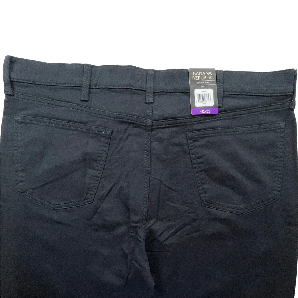 NWT Banana Republic Mens 40x32 5 Pocket Flat Front Slim Fit Stretch Pant‎ Black
